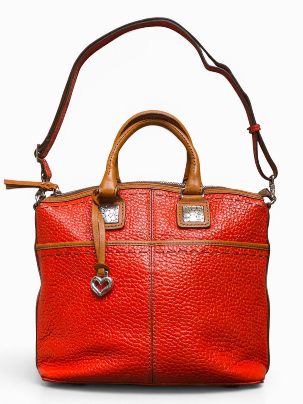 Brighton “Archer Squared” Satchel – Orange Pebbled Leather